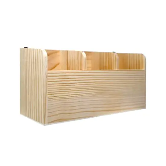 11.5" 3 Compartment Wood Wall Organizer Box {4}