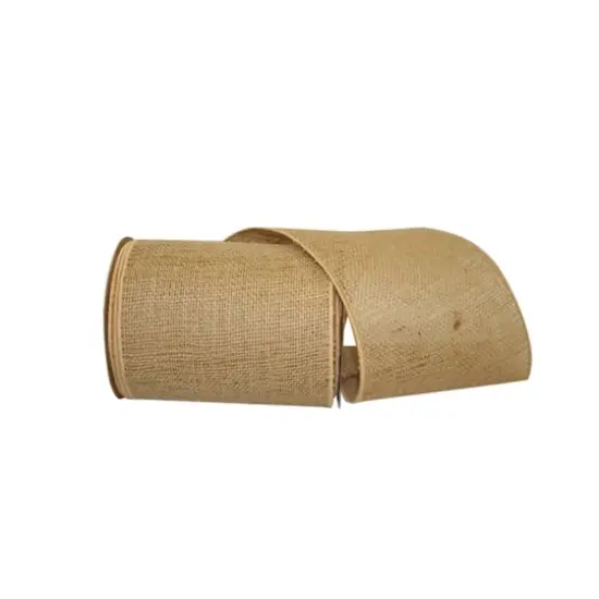 JAM Paper 6" x 10yd. Burlap Wired Ribbon Natural {1}