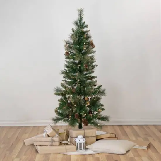 4.5ft. Pre-Lit Yorkshire Pine Pencil Artificial Christmas Tree, Clear Lights {3}