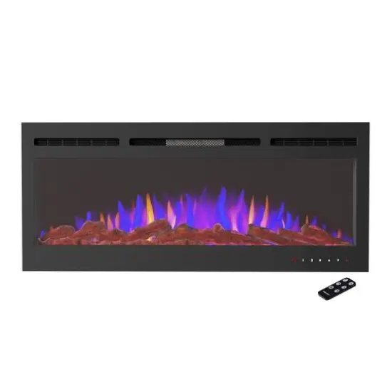 Hastings Home 50" Black Wall Recessed Electric Fireplace {1}