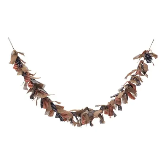 Glitzhome&reg; 6ft. Patriotic Fabric Garland {1}