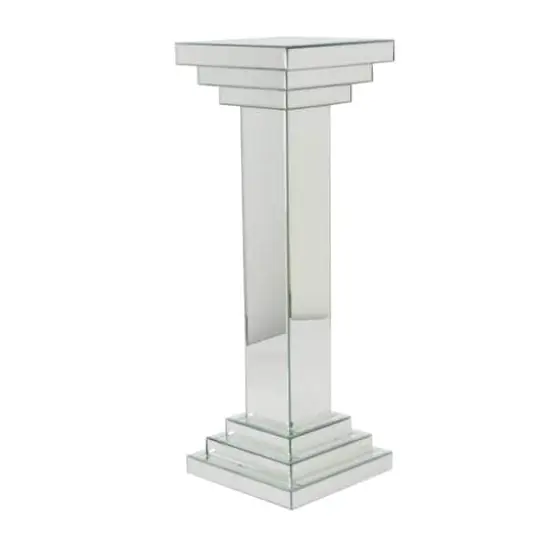 Silver Wood Glam Pedestal Table, 36" x 12" x 12" {3}
