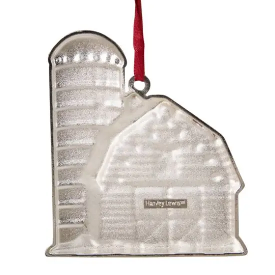 Red & White Enamel Barn House Ornament {7}