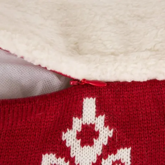 Glitzhome&reg; Knitted Snowflake Stockings, Tree Skirt & Pillow Cover Set {9}