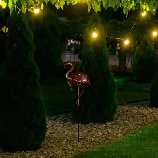 3ft. Solar Lighted Pink Flamingo Outdoor Garden Stake {4}