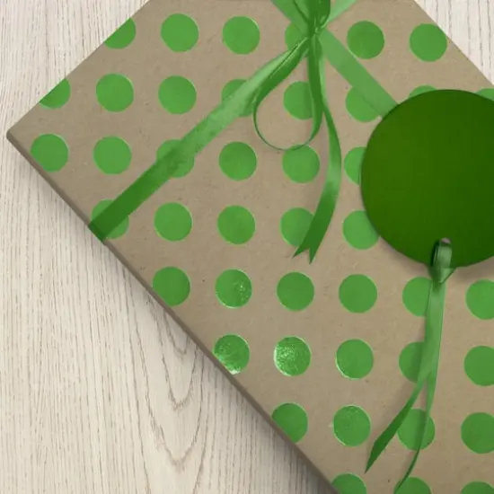JAM Paper Green & Kraft Brown Polka Dot Gift Wrap {5}
