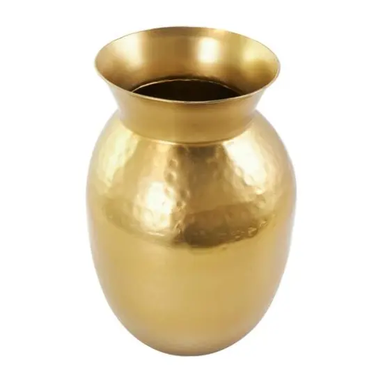 11.5" Hammered Gold Metal Vase {6}