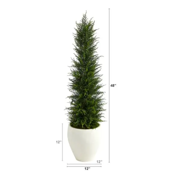 4ft. Cypress UV Resistant Artificial Tree in White Planter {3}