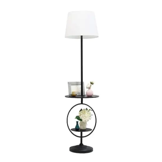 Elegant Designs™ 5ft. Black End Table Dual Shelf Decorative Floor Lamp {7}