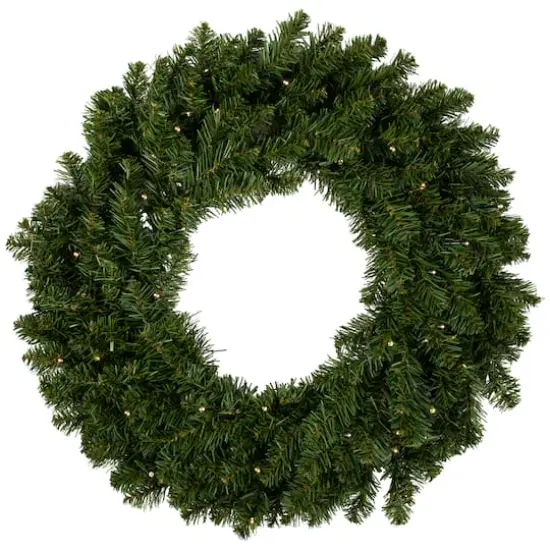 24" Pre-Lit Canadian Pine Artificial Christmas Wreath {5}