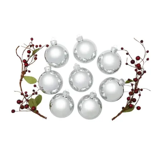Whitehurst 8ct. 3.25" Shiny Glass Ball Ornaments Silver Shiny {4}