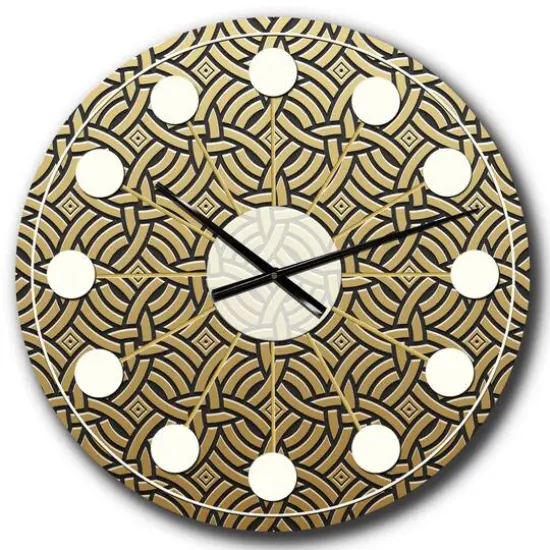 Designart 'Golden Luxury Metallic Geometrics Xxi Mid-Century Modern Wall Clock {1}