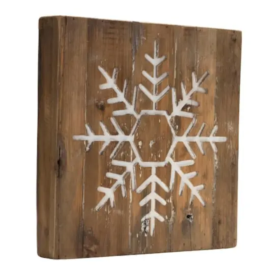 11.75" Distressed Snowflake & Tree Wood Block Set {5}