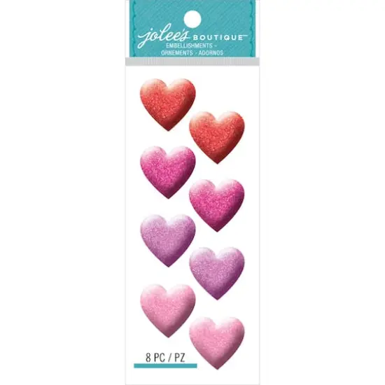 Jolee's Boutique Dimensional Repeat Stickers-Glitter Hearts {3}