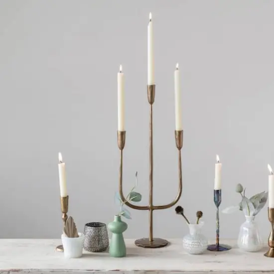Hello Honey® 21.5" Antique Brass Hand-Forged Metal Candelabra {3}