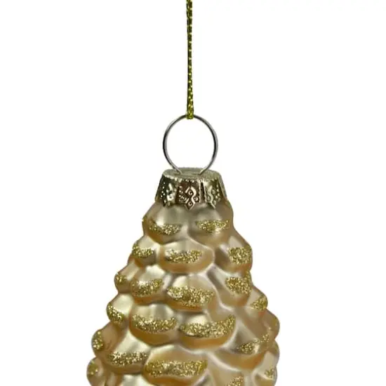 Matte Gold Pine Cone Glass Ornament {4}