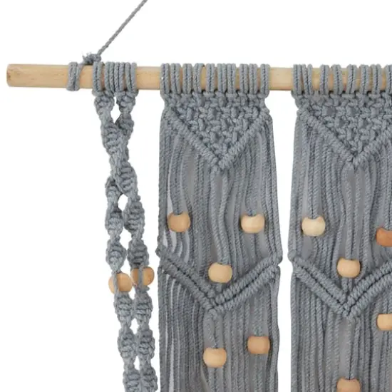 Gray Cotton Handmade 2 Shelves Macrame Wall Shelf 25" x 6" x 47" {4}