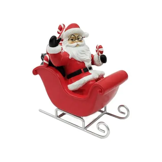 7.25" Red & White Peppermint Santa in Sleigh Tabletop Décor by Ashland® {1}