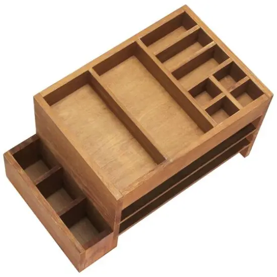 Elegant Designs Natural Wood Cubbies & Letter Tray Desk Organizer {9}