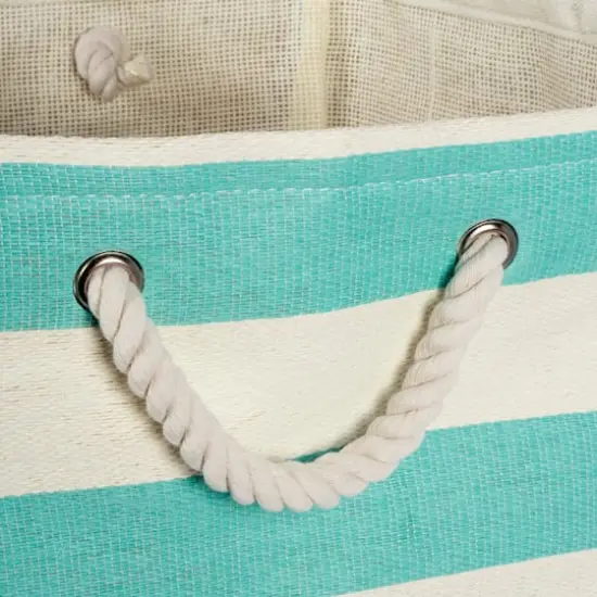 DII&reg; 16" Striped Woven Paper Storage Cube Aqua {4}