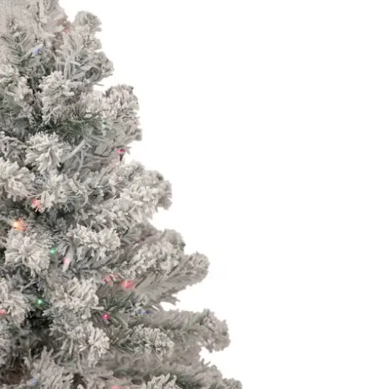 3ft. Pre-Lit Flocked Madison Pine Medium Artificial Christmas Tree, Multicolor Lights {4}