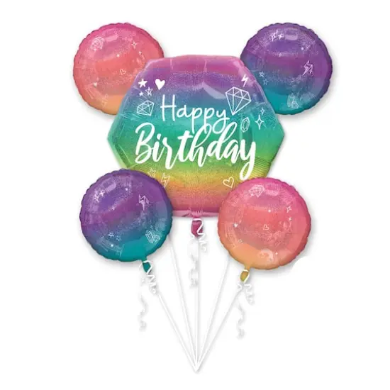 Sparkle Birthday 5-Piece Foil Balloon Bouquet {1}