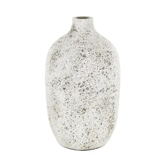 17" White Antique-Style Textured Ceramic Vase {1}