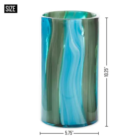 10.25" Blue Cylinder Glass Vase {4}