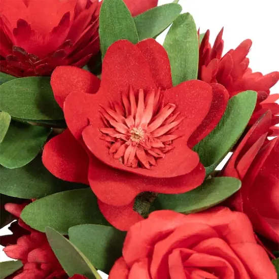 15" Red Mixed Floral Artificial Valentine's Day Heart Wreath {5}