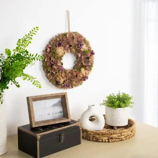 12" Purple & Beige Wooden Floral & Preserved Artichoke Wreath {3}
