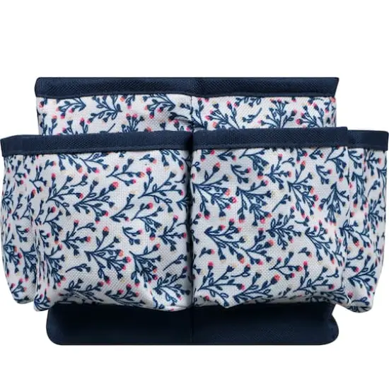 SINGER&reg; Navy Floral Print Sewing Spinning Tabletop Organizer {3}