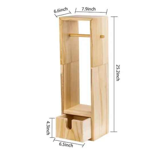 Brown Wood Bathroom Storage Rack {3}