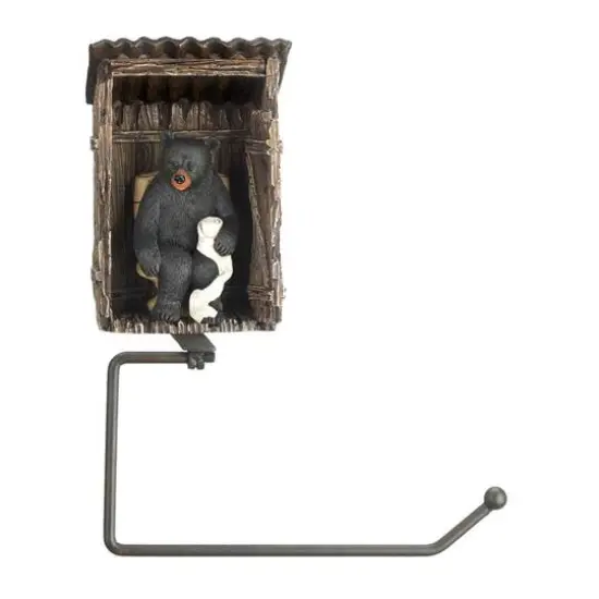 9.5" Bear Outhouse Toilet Paper Holder {1}