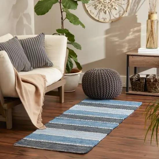 DII&reg; Color Block Cotton Chindi Rug, 2ft. x 3" x 6ft. Denim {4}