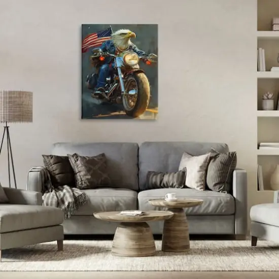 Stupell Industries Patriotic Eagle Motorcycle Canvas Wall Art {3}