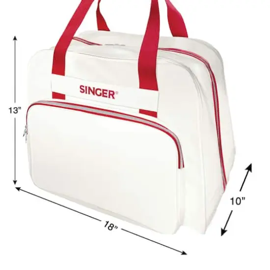 SINGER&reg; Cream & Red Sewing Machine Carry Case {4}