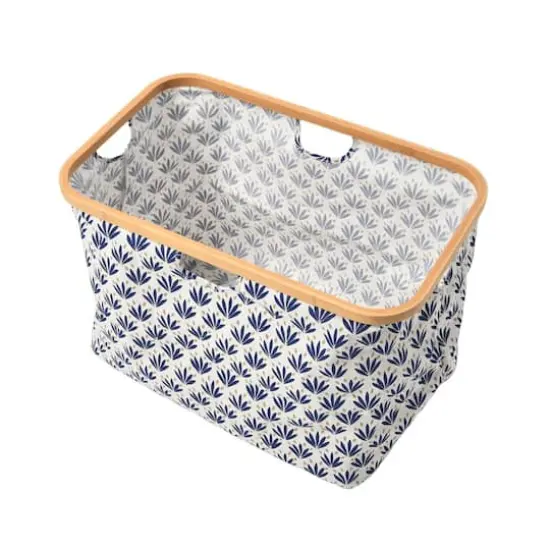 Household Essentials Krush Bamboo Rimmed Basket Blue {6}