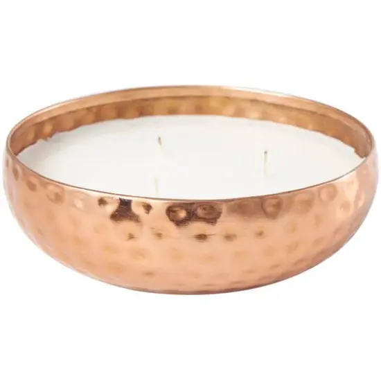 7" White Tropical Breeze Scented 3-Wick Candle with Hammered Copper Container {1}