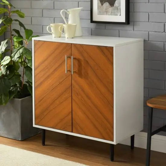 Walker Edison White Modern Bookmatch Accent Cabinet {5}