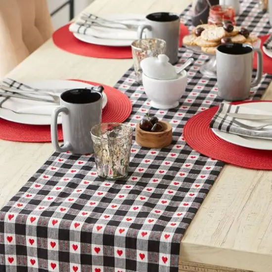 DII&reg; 72" Hearts Dobby Check Table Runner {6}