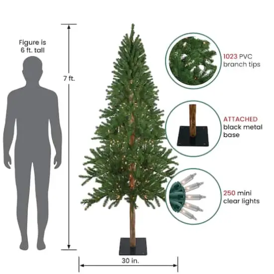 7ft. Pre-Lit Alpine Artificial Christmas Tree, Clear Lights {3}