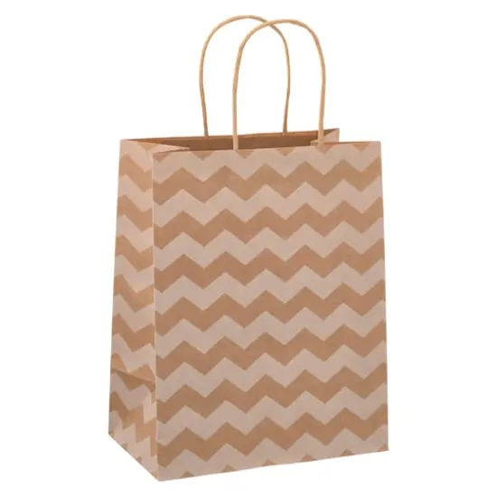 10" Kraft Dots & Chevron Paper Bag Value Pack by Celebrate It&trade; {1}