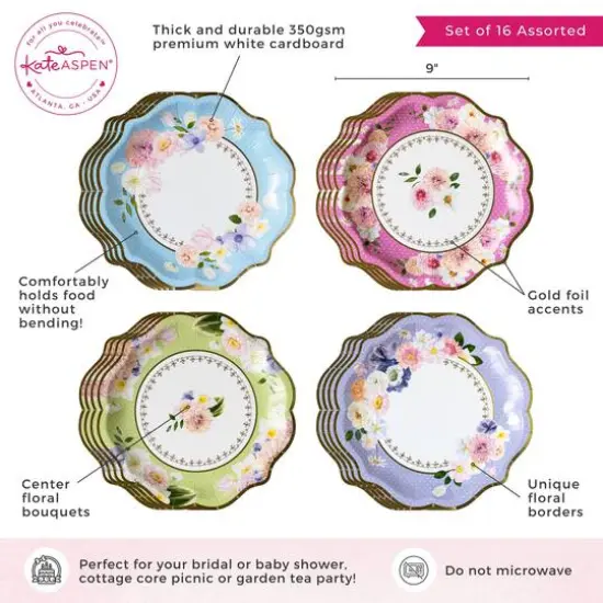 Kate Aspen&reg; Tea Time Party 9" Assorted Premium Paper Plates Set {7}