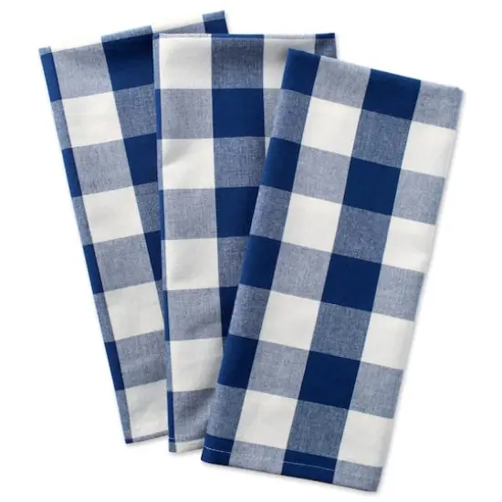 DII&reg; Navy Buffalo Check Dishtowels, 3ct. {4}