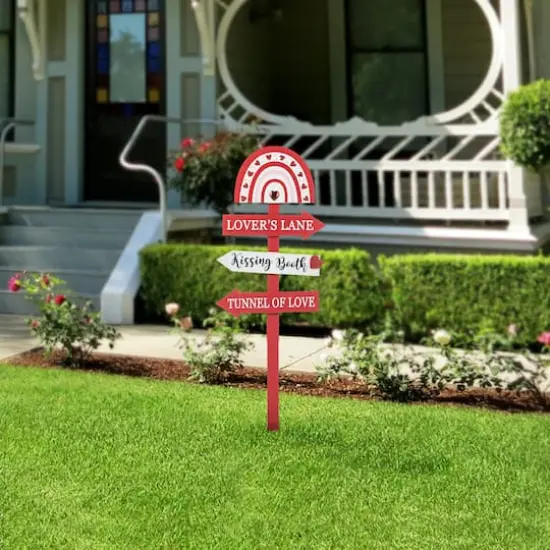 Glitzhome&reg; 41.75" Valentine's Wooden Rainbow Word Sign Patch & Yard Stake {3}