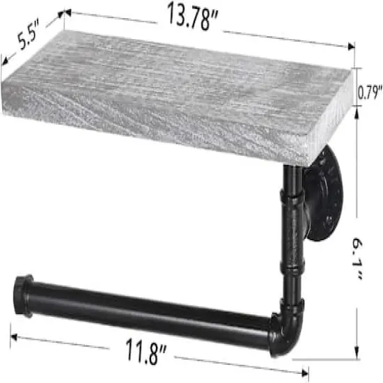 Paper Towel Holder with Shelf Industrial Pipe Gray {4}