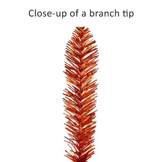 6ft. Pre-Lit Orange Tinsel Artificial Christmas Tree, Clear Lights {7}
