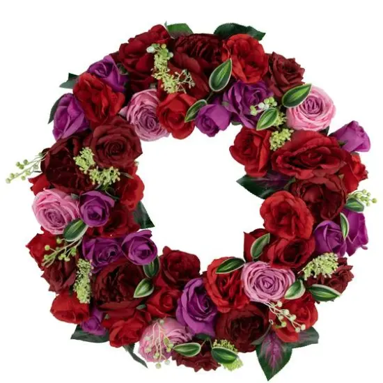 24" Mixed Rose Wreath {1}