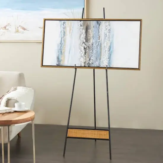 57.5" Black Metal Easel with Wood Accents {3}