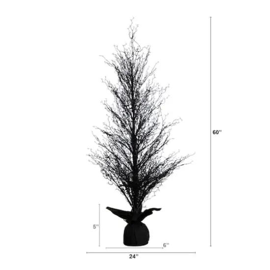 5ft. Pre-Lit LED Halloween Black Twig Artificial Fall Tree in Burlap Planter {3}
